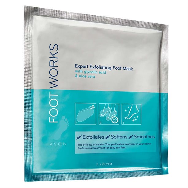 Avon Maschera Esfoliante per Piedi con Acido Glicolico e Aloe Vera