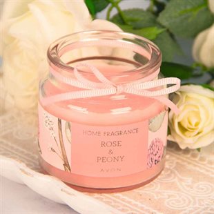 Mini candela alla rosa e peonia