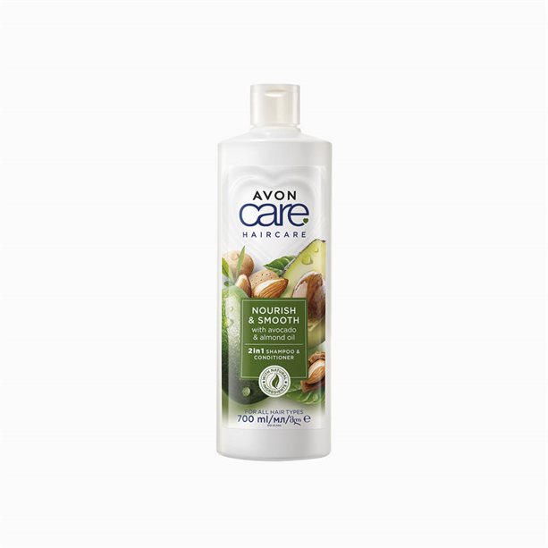 2-in-1 Shampoo e Balsamo Nourish & Smooth con avocado e olio di mandorla | Avon
