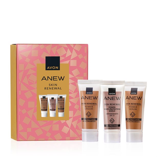 Set Regalo Skin Renewal Anew formato prova con siero, crema viso e crema solare SPF15, arricchito con 10x Protinol™ per rinnovare l'epidermide e migliorare luminosità. - 2 | Avon