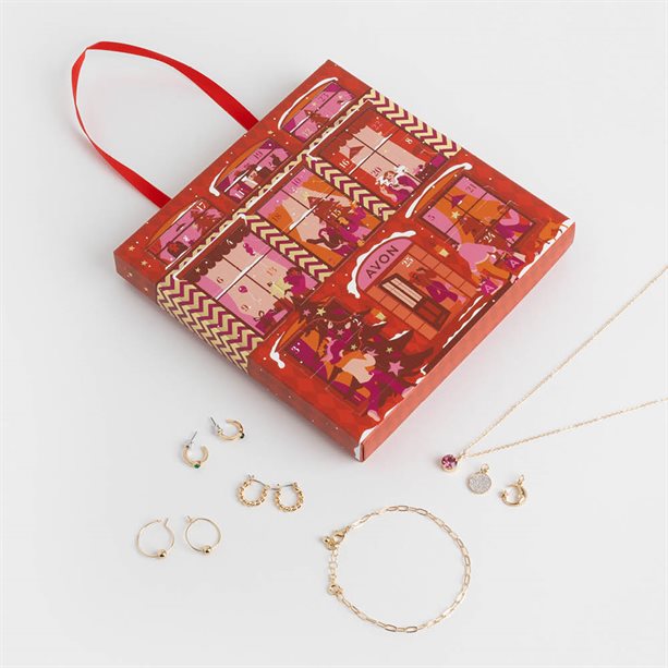 Calendario Avvento 25 gioielli Lestari | Avon Calendario Avvento 25 gioielli Lestari placcato oro, include collana, braccialetto, pendenti e orecchini in acciaio, zinco, vetro e plastica. - 36 | Avon
