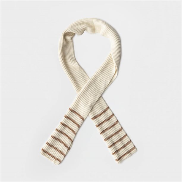 Sciarpa Lestari da donna in morbido tessuto a coste, con elegante design a righe nei toni del crema e marrone chiaro, perfetta per l'inverno. - 18 | Avon