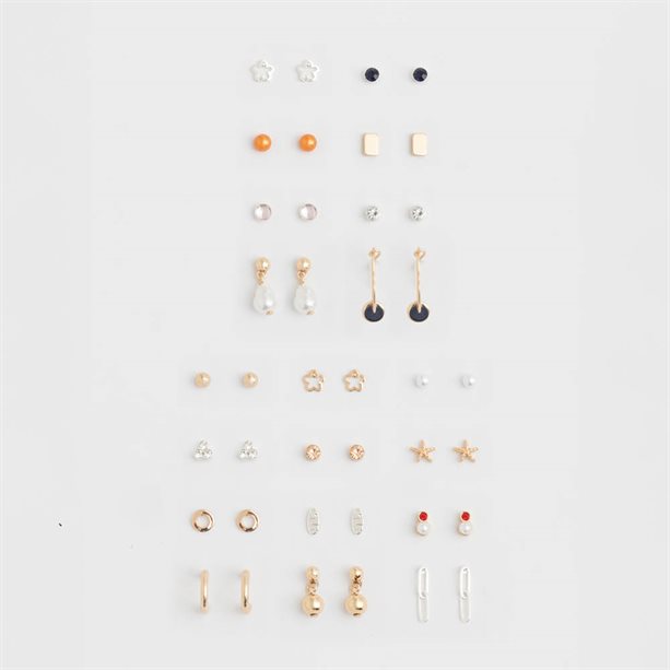 Set di 20 paia di orecchini Coraline con perline, cerchi, effetto perla e pietre, inclusi design a stella marina e fiori, perfetti per uno stile versatile. - 9 | Avon