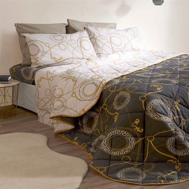 Trapunta matrimoniale Splendor double face in puro cotone 100% e imbottitura in poliestere, peso 200g, dimensioni 260x270 cm, ideale per la mezza stagione. - 2 | Avon