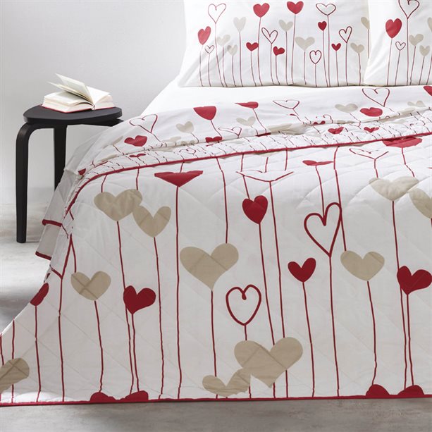 Trapuntino matrimoniale Cuori fioriti | Avon Trapuntino matrimoniale double face in puro cotone con fantasia Cuori fioriti, imbottitura leggera in poliestere, dimensioni 260x270 cm. - 22 | Avon