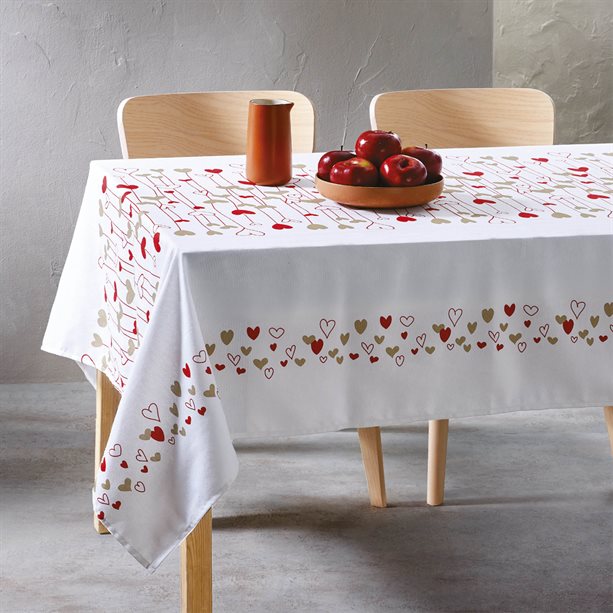 Tovaglia Cuori Fioriti in cotone e poliestere, dimensioni 135x180 cm, con un elegante pattern floreale su sfondo neutro. - 13 | Avon