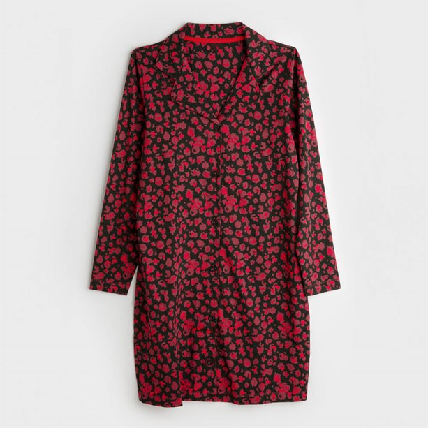 Camicia da Notte a Bottoni Red Leopard Print | Avon