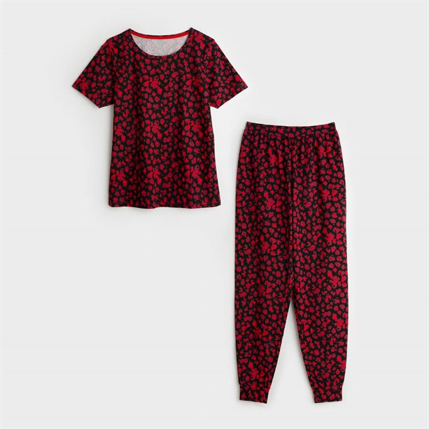 Pigiama Jogger con Maniche Corte Red Leopard Print | Avon