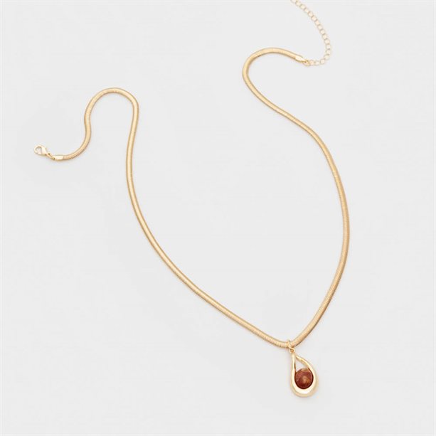 Collana Sandy dorata a spina di pesce con pietra irregolare in resina epossidica effetto topazio, gioiello elegante per donna. - 11 | Avon