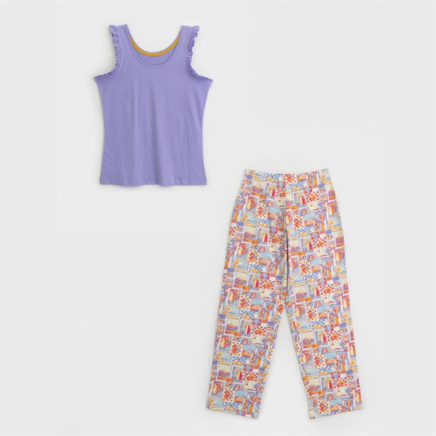 Pigiama a Gamba Dritta Postcard Print | Avon Pigiama da donna a gamba dritta con stampa "Postcard Print" a tema vacanze, ideale per sonno e relax. - 23 | Avon