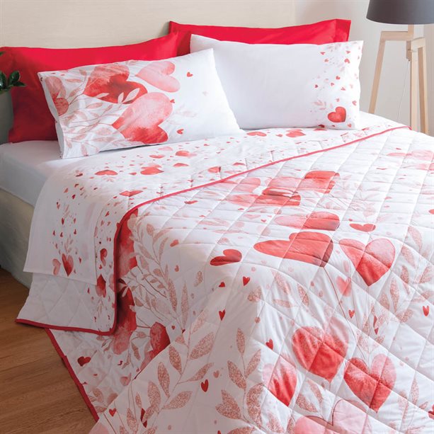 Completo letto Romantique per 1 piazza e mezza in cotone pregiato, con delicato motivo floreale tono su tono, ideale per un'atmosfera accogliente. - 12 | Avon