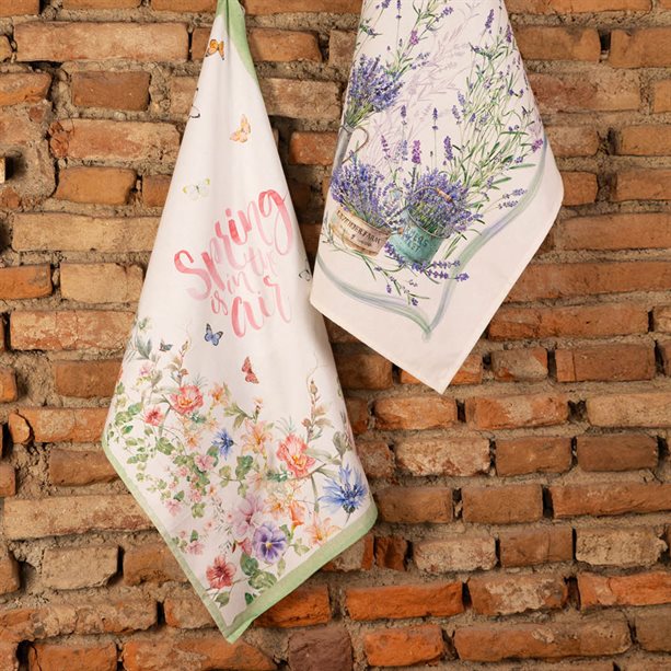 Set di 2 strofinacci da cucina con motivo floreale colorato, ideali come canovacci decorativi e assorbenti per asciugare piatti e asciugamani. - 4 | Avon