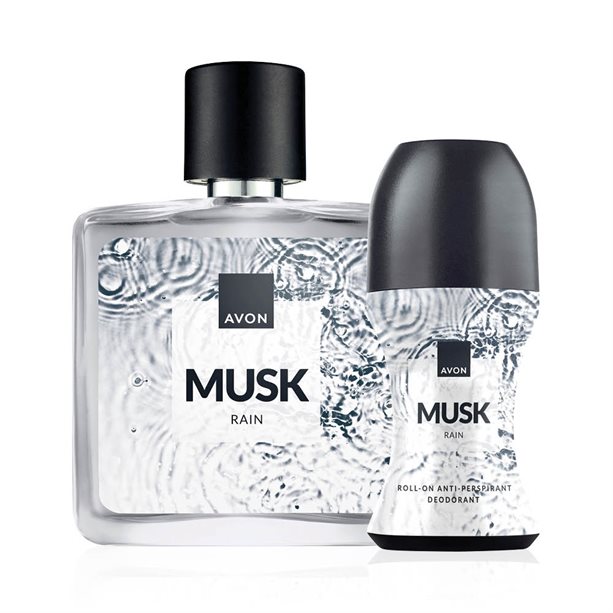 Set di 2 Musk Rain | Avon Set di 2 Musk Rain: Eau de Toilette e Deodorante Anti-Traspirante a Sfera, fragranza fresca e rigenerante per uomo. - 25 | Avon
