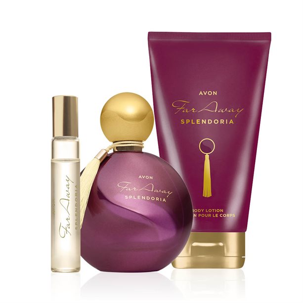 Set di profumi da donna Avon Splendoria con prugna, oud bianco, gardenia e vaniglia, include lozione corpo, eau de parfum e spray da borsetta. - 2 | Avon
