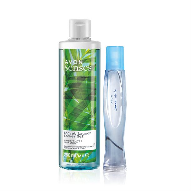 Set Summer White EDT + Gel doccia Secret Lagoon | Avon
