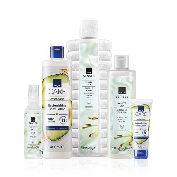 Set Delizie Floreali, cofanetto bagno e doccia con profumazione White Lily e Avocado, ideale per detergere e nutrire la pelle con delicate note floreali. - 3 | Avon