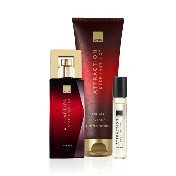 Set profumo Avon Attraction Deep Instinct per Lei, Eau de Parfum, lozione corpo e spray da borsetta, fragranza sensuale e magnetica. - 4 | Avon