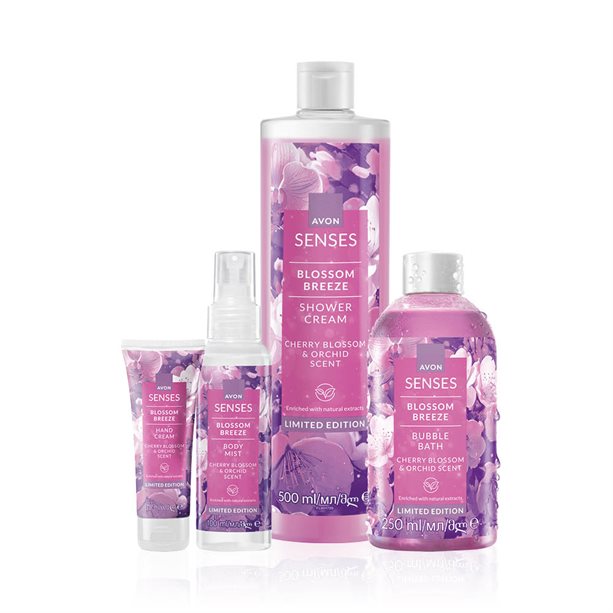 Set Brezza Fiorita Avon in edizione limitata, con bouquet floreale di fiori di ciliegio e orchidea, include crema doccia, bagnoschiuma, spray corpo e crema mani. - 39 | Avon