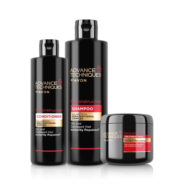 Set Advance Techniques Reconstruction per capelli anti-doppie punte con Kera Panthenol Complex, rinforza e nutre per una chioma setosa e vitale. - 6 | Avon