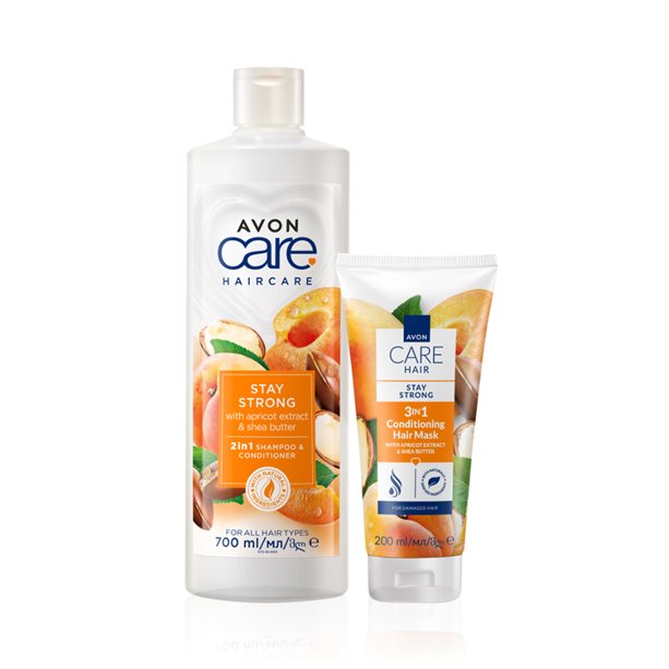 Set cura capelli rinforzante con estratto di albicocca e burro di karité, protegge e fortifica la fibra capillare per capelli morbidi e lucenti. - 2 | Avon
