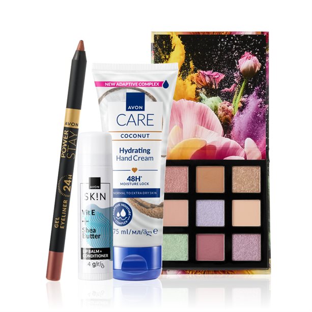 Set trucco "Fai da Te" Rosa Spampanato con prodotti coordinati per viso, occhi e labbra, ideale per creare look unici e personalizzati. - 2 | Avon