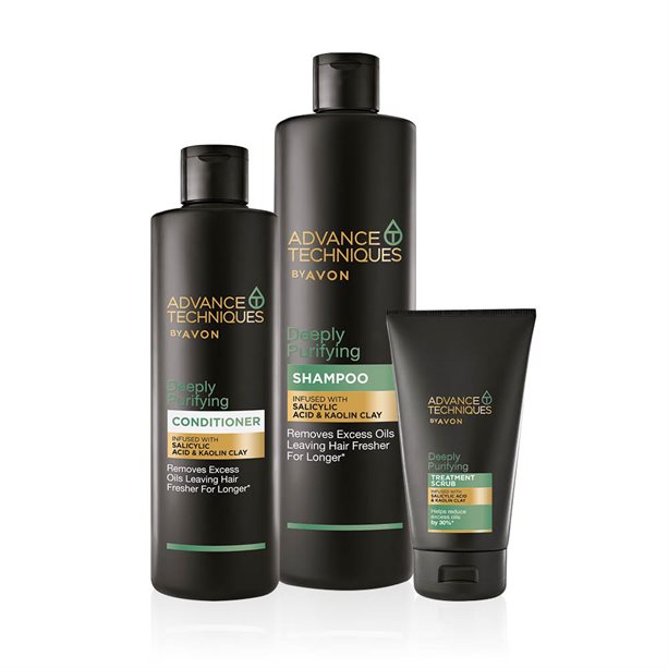 Set Advance Techniques Deeply Purifying per capelli freschi, con prodotti innovativi che mantengono la chioma pulita, leggera e profumata fino a tre giorni, ideale per un aspetto curato e voluminoso. - 9 | Avon