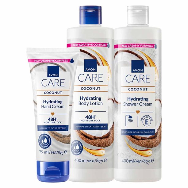 Set di 3 con Olio di Cocco | Avon Set Avon Care con Olio di Cocco: crema doccia idratante nutriente per pelle morbida, elastica e luminosa. - 32 | Avon