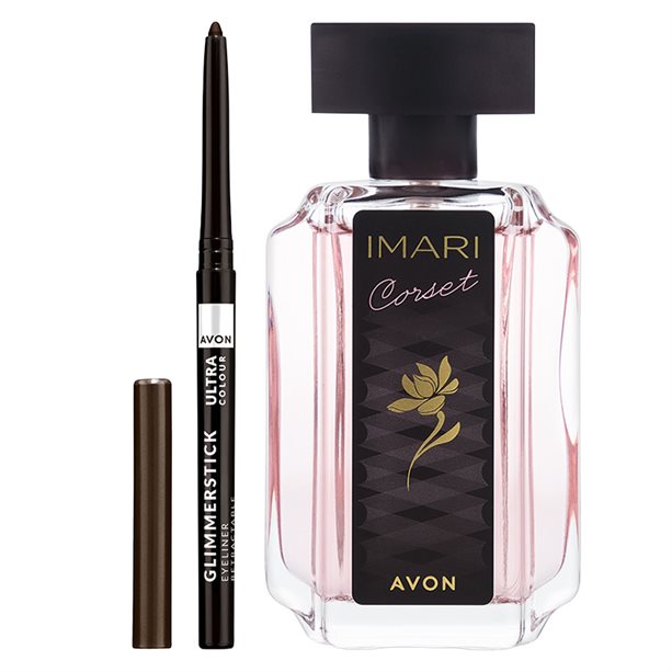 Set Imari Corset Eau de Toilette + Matita Contorno Occhi Glimmerstick (Brown) | Avon Set regalo Imari Corset Eau de Toilette con matita contorno occhi Glimmerstick marrone, ideale per un look sofisticato. - 3 | Avon