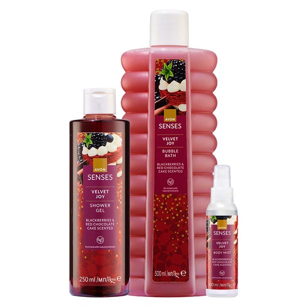 Set di 3 Velvet Joy (Bagnoschiuma + Spray Corpo + Gel Doccia) | Avon